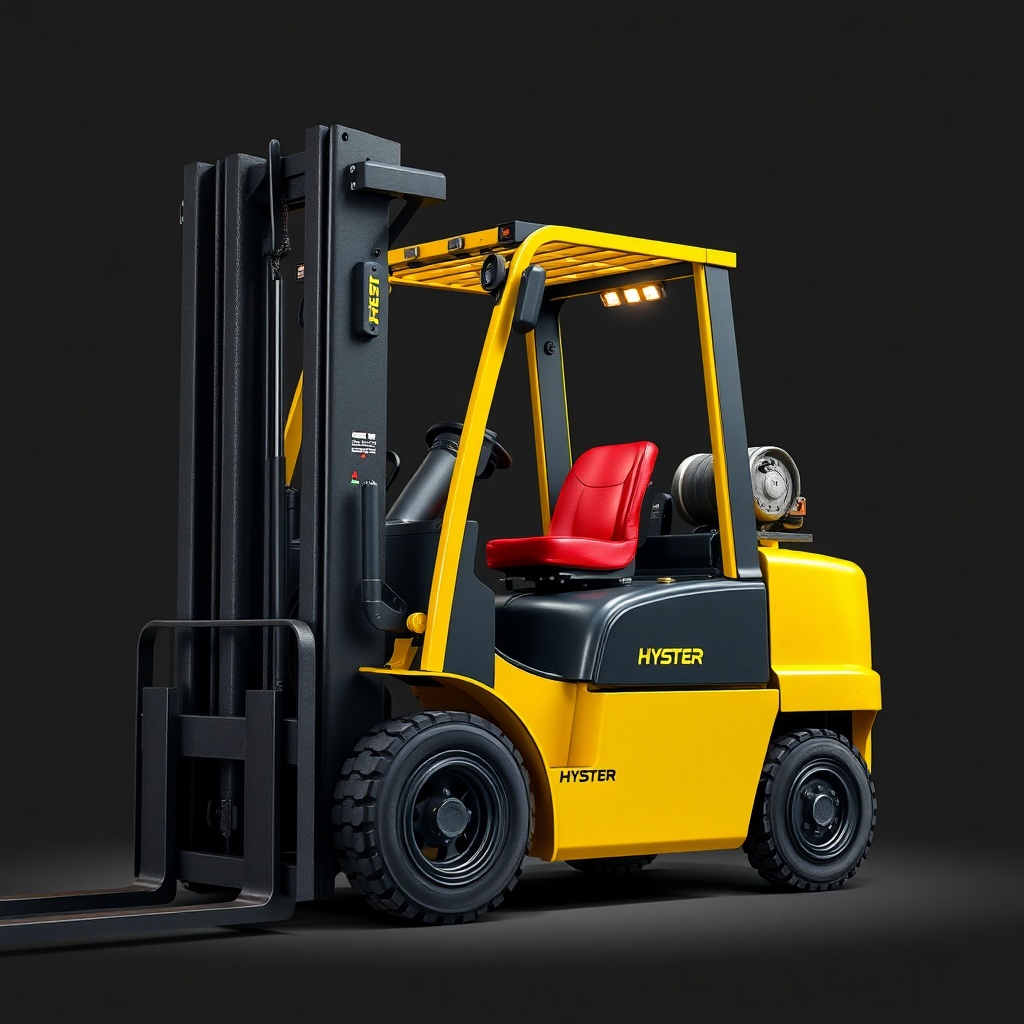 Hyster H50XM forklift endüstriyel depoda 5 ton palet kaldırırken