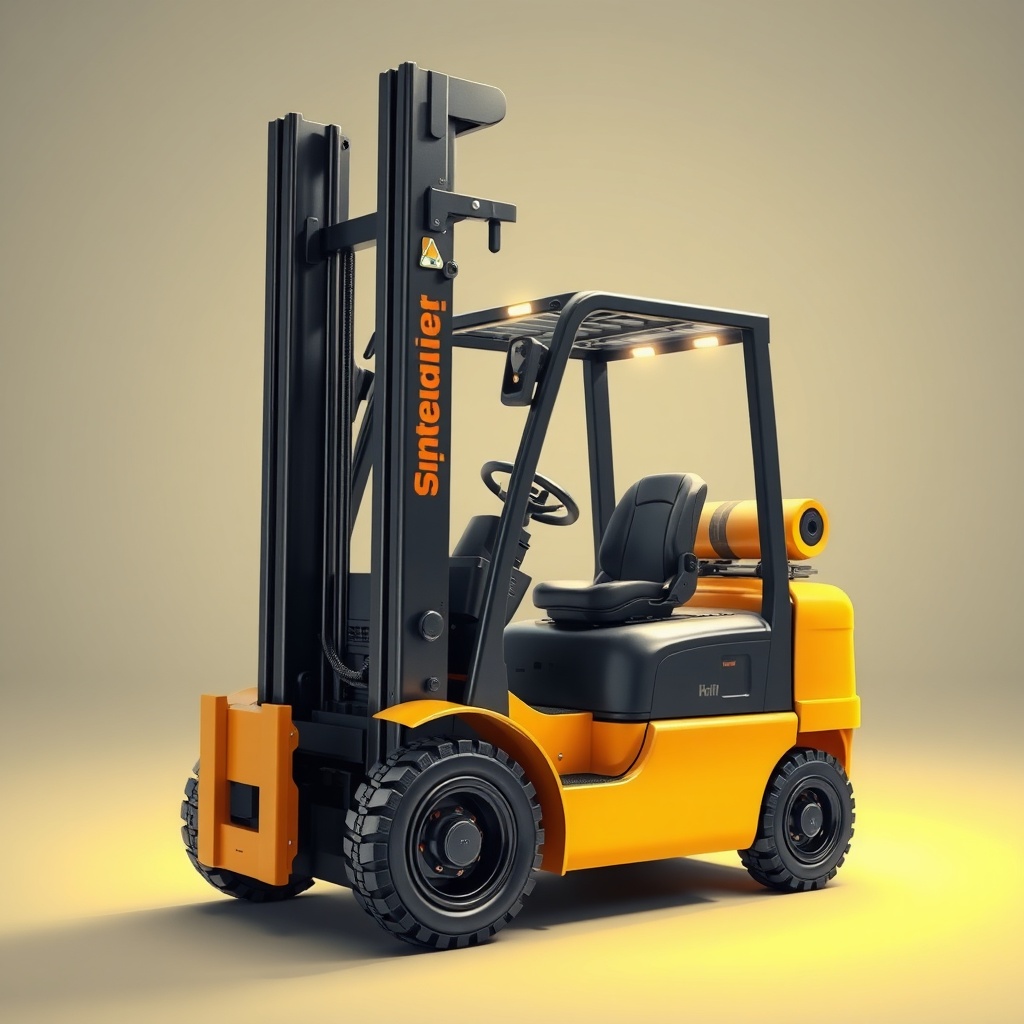 Bir forkliftin hidrolik silindirleri ve yağ deposu yakın çekim