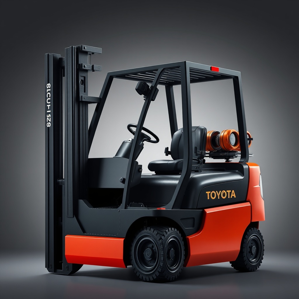 Bir Toyota 8FGCU25 forkliftin hidrolik silindiri ve hortum bağlantıları