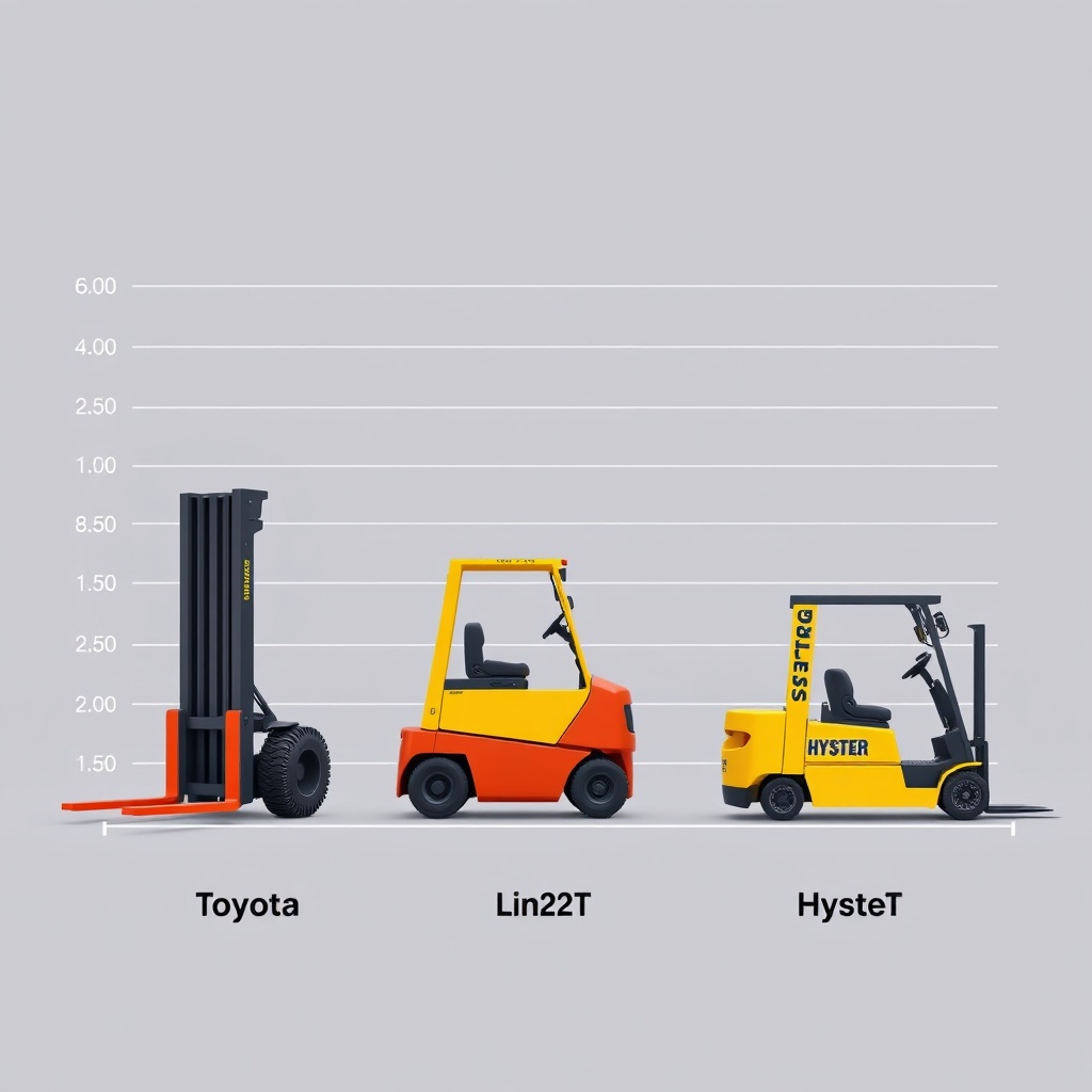 A simple illustration of a bar chart comparing LPG forklift fuel consumption rates between